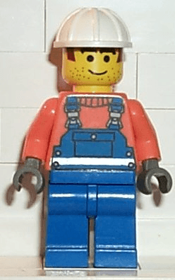LEGO Overalls with Safety Stripe Blue White Construction Helmet (con002) Town / City Minifigure