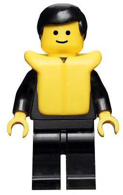 Police - Suit with 4 Buttons, Black Legs, Black Male Hair, Life Jacket