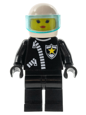 Police - Zipper with Sheriff Star, White Helmet, Trans-Light Blue Visor, Female