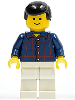 LEGO Plaid Button Shirt Black Male Hair Standard Grin (cty0037) minifigure
