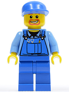 LEGO Overalls with Tools in Pocket Blue Blue Cap Beard Around Mouth (cty0048) Town / City Minifigure