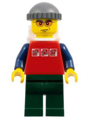 LEGO Red Shirt with 3 Silver Logos Orange Glasses (cty0066) Town / City Minifigure