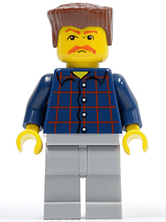 LEGO Plaid Button Shirt Reddish Brown Flat Top Bushy Moustache (cty0082) minifigure
