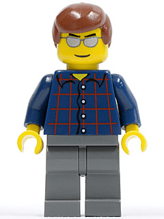 LEGO Plaid Button Shirt Reddish Brown Male Hair Silver Sunglasses (cty0103) minifigure