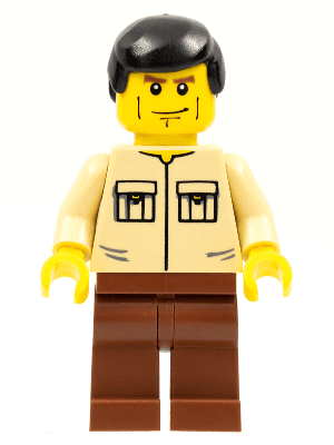 Shirt with 2 Pockets No Collar, Reddish Brown Legs, Black Male Hair