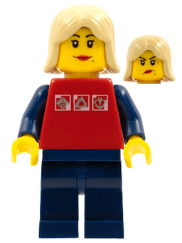 LEGO Red Shirt with 3 Silver Logos Tan Female Hair (cty0119) minifigure