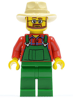 LEGO Overalls Farmer Green Beard and Glasses (cty0133) minifigure