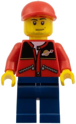 LEGO Red Jacket with Zipper Pockets and Classic Space Logo Red Short Bill Cap (cty0142a) minifigure