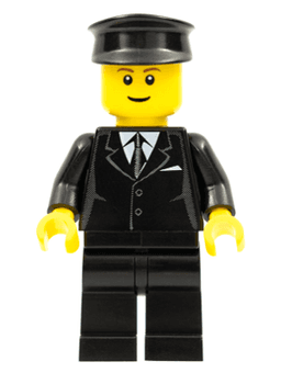 LEGO Suit Black Black Police Hat Brown Eyebrows (cty0145) minifigure