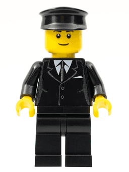 LEGO Suit Black Black Police Hat Black Eyebrows (cty0145a) minifigure