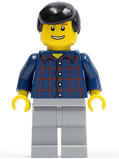 LEGO Plaid Button Shirt Black Male Hair (cty0146) minifigure