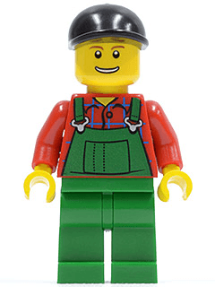 LEGO Overalls Farmer Green Black Short Bill Cap (cty0176) Town / City Minifigure