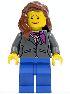 LEGO Dark Bluish Gray Jacket with Magenta Scarf Reddish Brown Female Hair over Shoulder (cty0185) Town / City Minifigure