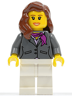 LEGO Dark Bluish Gray Jacket with Magenta Scarf Reddish Brown Female Hair over Shoulder (cty0187) minifigure