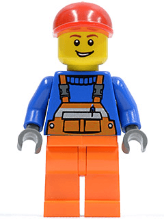 LEGO Overalls with Safety Stripe Orange Red Short Bill Cap (cty0188) minifigure