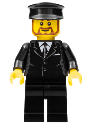 LEGO Suit Black Black Police Hat Brown Beard Rounded (cty0189) Town / City Minifigure