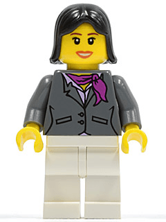 LEGO Dark Bluish Gray Jacket with Magenta Scarf Black Female Hair (cty0195) Town / City Minifigure
