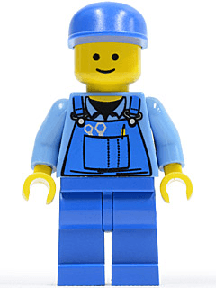 LEGO Overalls with Tools in Pocket Blue Blue Cap Standard Grin (cty0213) Town / City Minifigure