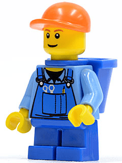 LEGO Overalls with Tools in Pocket Blue Orange Short Bill Cap Blue Short Legs D-Basket Redd (cty0214b) Town / City Minifigure