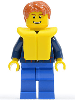 LEGO Plaid Button Shirt Dark Orange Short Tousled Hair Yellow Life Jacket (cty0232) minifigure