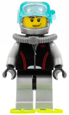 Diver, Flippers, Stubble Beard and Moustache and Sideburns, Scuba Tank