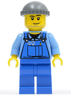 Overalls with Tools in Pocket Blue, Dark Bluish Gray Knit Cap