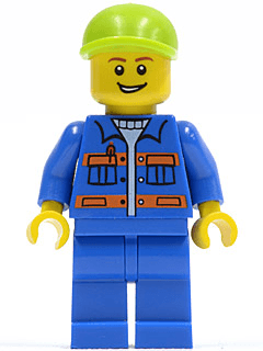 LEGO Blue Jacket with Pockets and Orange Stripes Lime Short Bill Cap (cty0295) minifigure