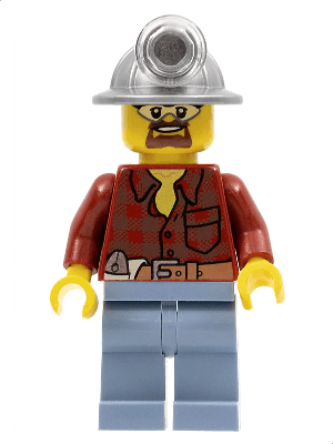 LEGO Flannel Shirt with Pocket and Belt Mining Helmet Safety Goggles (cty0309) Town / City Minifigure