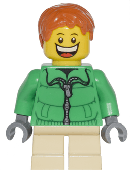 LEGO Winter Jacket Zipper Tan Short Legs Dark Orange Short Tousled Hair (cty0328) minifigure