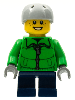 LEGO Winter Jacket Zipper Dark Blue Short Legs Light Bluish Gray Sports Helmet (cty0336) minifigure
