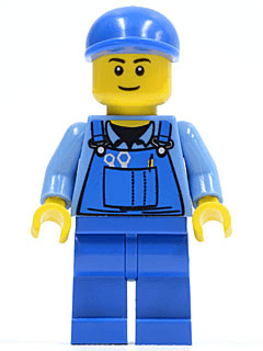 LEGO Overalls with Tools in Pocket Blue Blue Short Bill Cap (cty0367) Town / City Minifigure