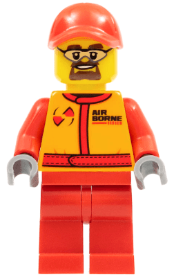 LEGO Monster Truck Mechanic Racing Suit with Airborne Spoilers Logo Red Cap with Hole Safety Goggles (cty0387) minifigure
