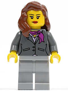 LEGO Dark Bluish Gray Jacket with Magenta Scarf Reddish Brown Female Hair over Shoulder Red (cty0419) Town / City Minifigure