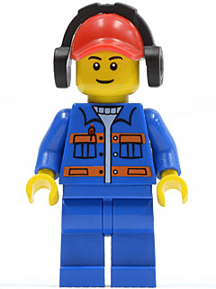 LEGO Blue Jacket with Pockets and Orange Stripes Red Cap with Hole Headphones (cty0420) Town / City Minifigure