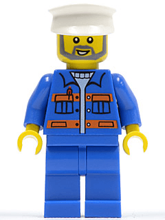 LEGO Blue Jacket with Pockets and Orange Stripes White Hat Gray Beard (cty0426) Town / City Minifigure