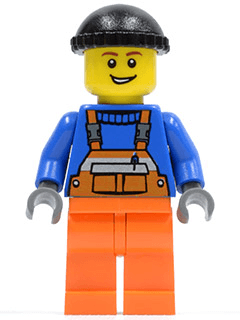 LEGO Overalls with Safety Stripe Orange Black Knit Cap (Dock Worker) (cty0427) minifigure