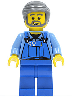 LEGO Overalls with Tools in Pocket Dark Bluish Gray Smooth Hair (cty0430) Town / City Minifigure