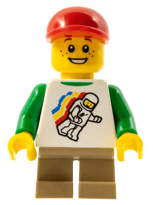 LEGO Classic Space Minifigure Floating Pattern Dark Tan Short Legs Red Short Bill Cap (cty0436) Town / City Minifigure