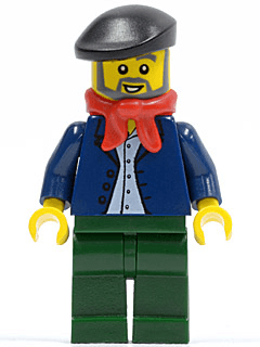LEGO Dark Blue Jacket Light Blue Shirt Red Bandana Black Beret (cty0441) Town / City Minifigure