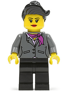 LEGO Dark Bluish Gray Jacket with Magenta Scarf Top Knot Bun (cty0445) minifigure