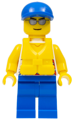LEGO Tank Top with Surfer Silhouette Blue Short Bill Cap Life Jacket Center Buckle Silver Su (cty0468) Town / City Minifigure