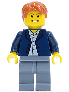 LEGO Dark Blue Jacket Light Blue Shirt Dark Orange Short Tousled Hair (cty0506) minifigure