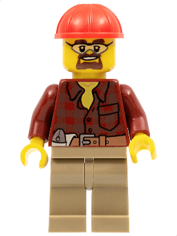 LEGO Flannel Shirt with Pocket and Belt Red Construction Helmet Safety Goggles (cty0540) minifigure