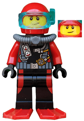 LEGO Scuba Diver Male Red Flippers (cty0558) Town / City Minifigure