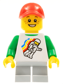 LEGO Classic Space Minifigure Floating Pattern Light Bluish Gray Short Legs Red Cap with Hole (cty0577) minifigure