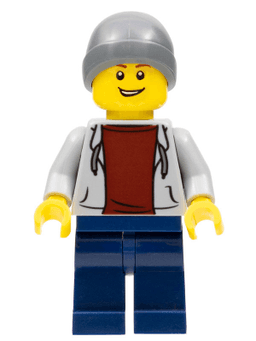 LEGO Light Bluish Gray Hoodie with Dark Red Shirt Dark Bluish Gray Beanie (cty0654) minifigure