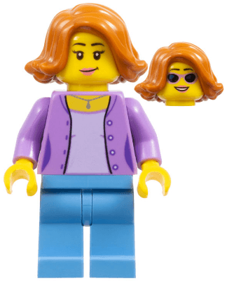 LEGO Medium Lavender Jacket over Lavender Shirt Dark Orange Female Hair Short Swept Sideways (cty0666) Town / City Minifigure