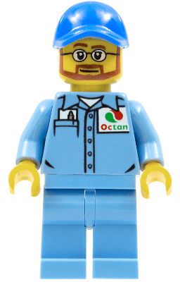 LEGO Medium Blue Uniform Shirt with Pocket and Octan Logo Blue Cap with Hole (cty0673) minifigure