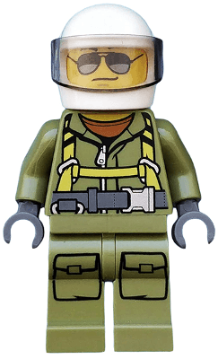 Volcano Explorer - Male Worker, Suit with Harness, White Helmet, Trans-Brown Visor, Sunglasses