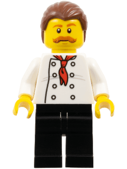 LEGO Pizza Van Chef Reddish Brown Moustache (cty0711) minifigure